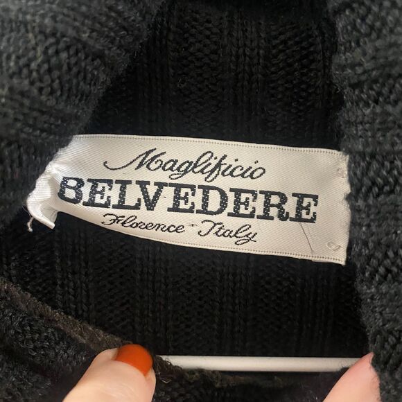 Vintage Maglificio Belvedere Wool Blend Faux Fur Turtleneck Sweater M - Picture 4 of 6